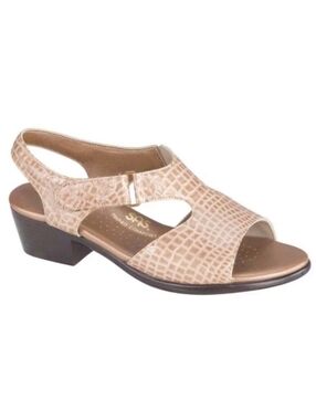 SAS San‎ Antonio Shoes Suntimer Comfort Dress Sandals Beige Croc Woman's 8